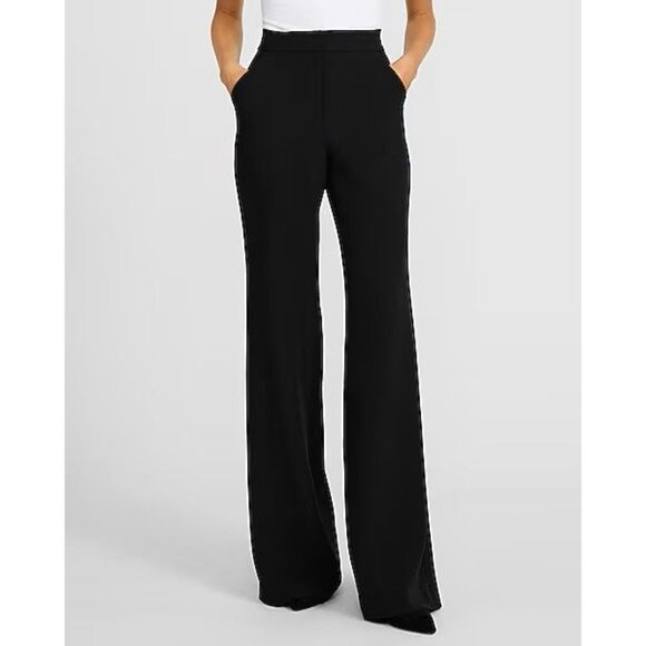 Express Womens Editor Studio Stretch High Waisted Flare Trouser Dark Gray Sz 12 - Picture 1 of 16
